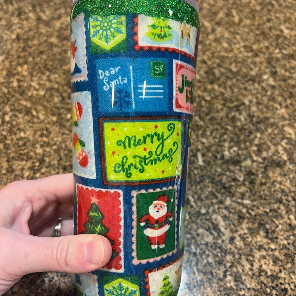Festive Christmas Tumbler with Santa and Tree Designs